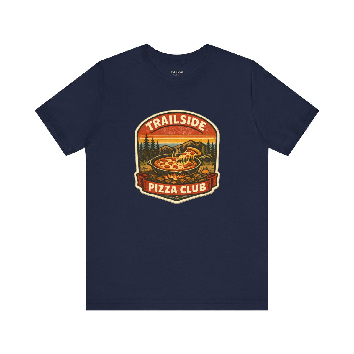 Camping Pizza Gift T-Shirt — Trailside Pizza Club — t-shirt design by Sol