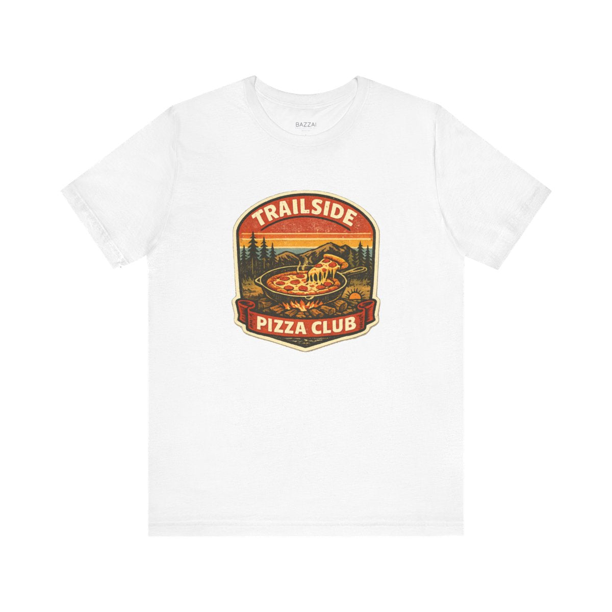 Camping Pizza Gift T-Shirt — Trailside Pizza Club — t-shirt design by Sol