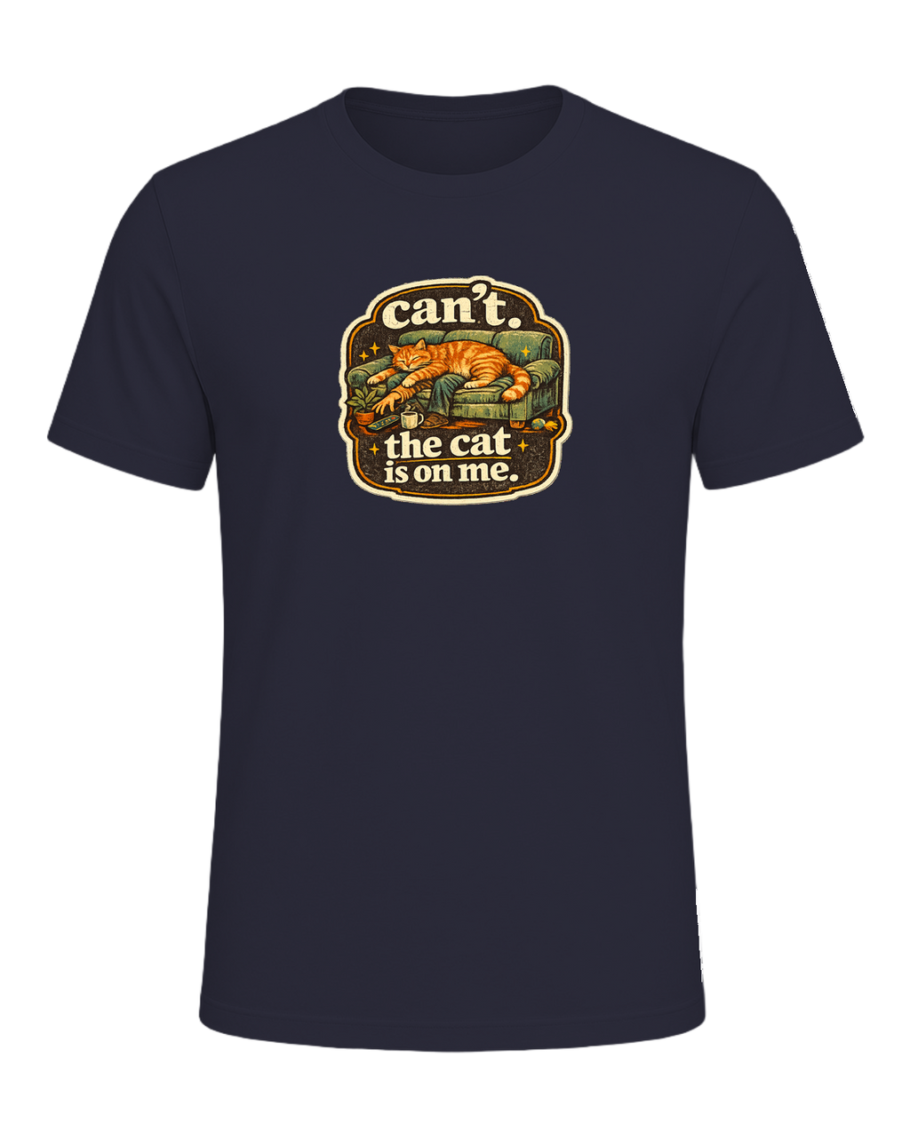 Can't. The Cat Is On Me. Tee — Heather Navy