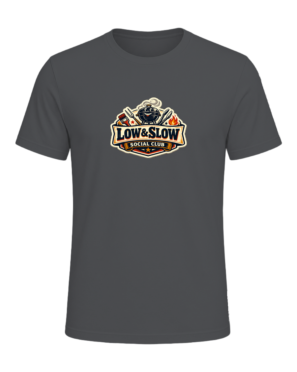 A retro BBQ badge tee for the smoker people who know good things take all day. — Asphalt