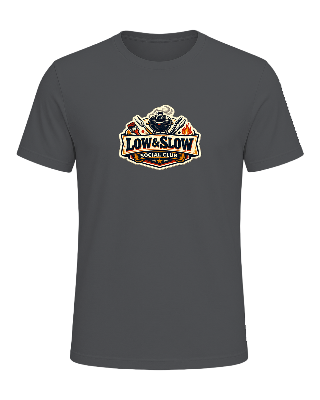 A retro BBQ badge tee for the smoker people who know good things take all day. — Asphalt