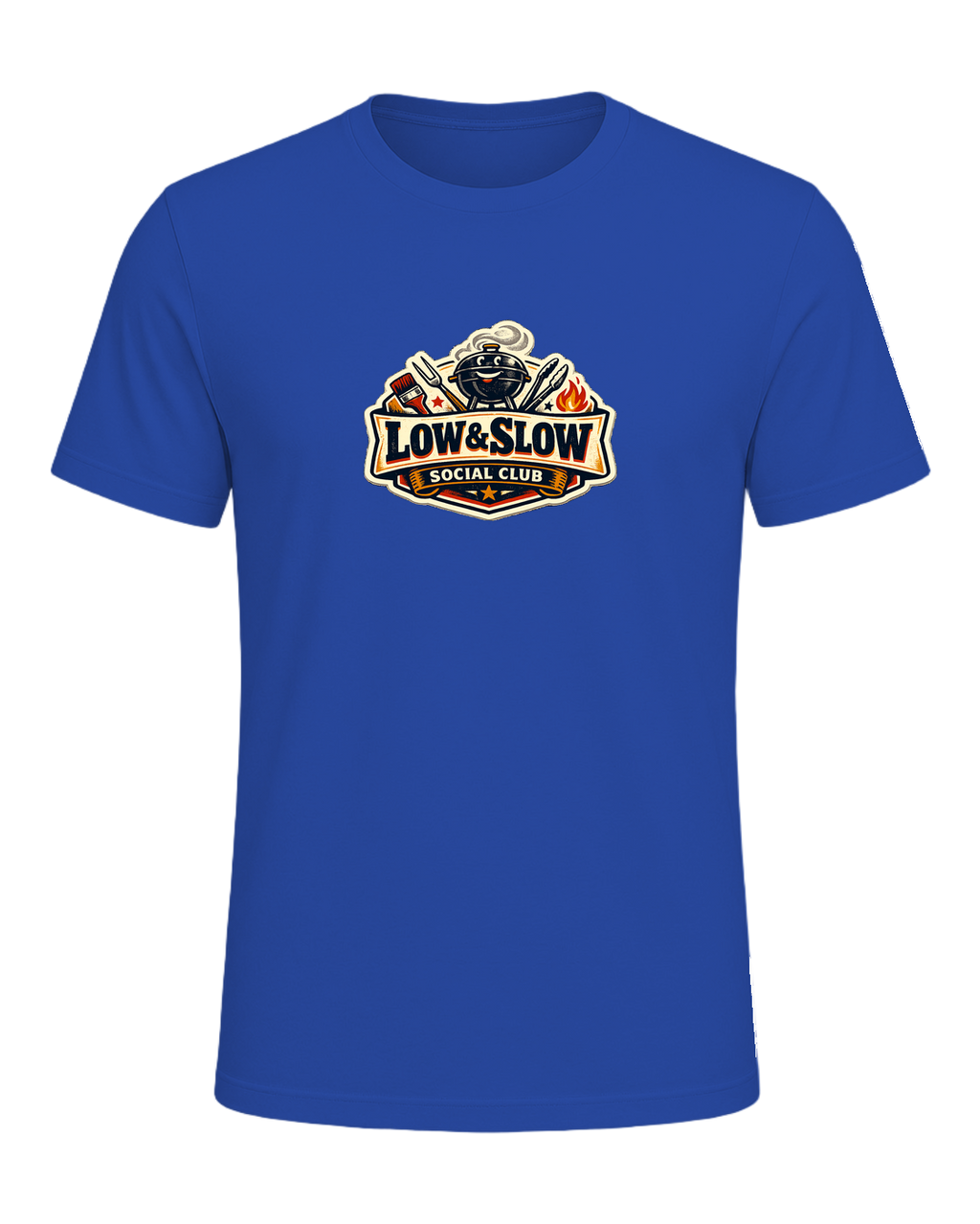 A retro BBQ badge tee for the smoker people who know good things take all day. — True Royal