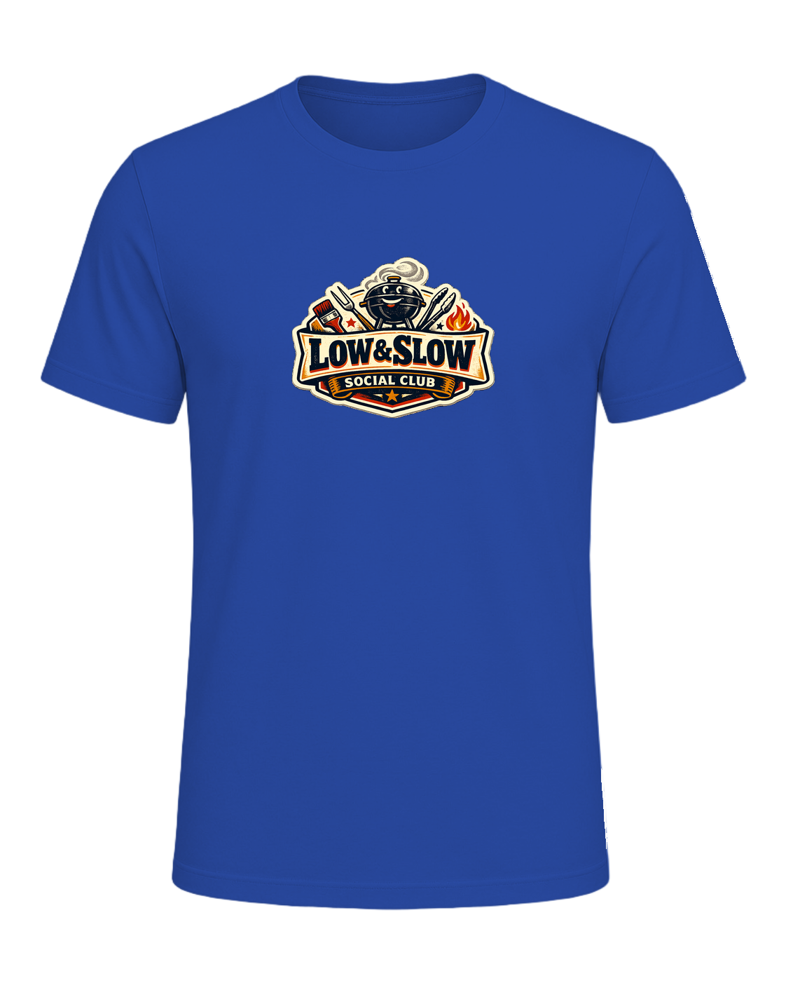 A retro BBQ badge tee for the smoker people who know good things take all day. — True Royal