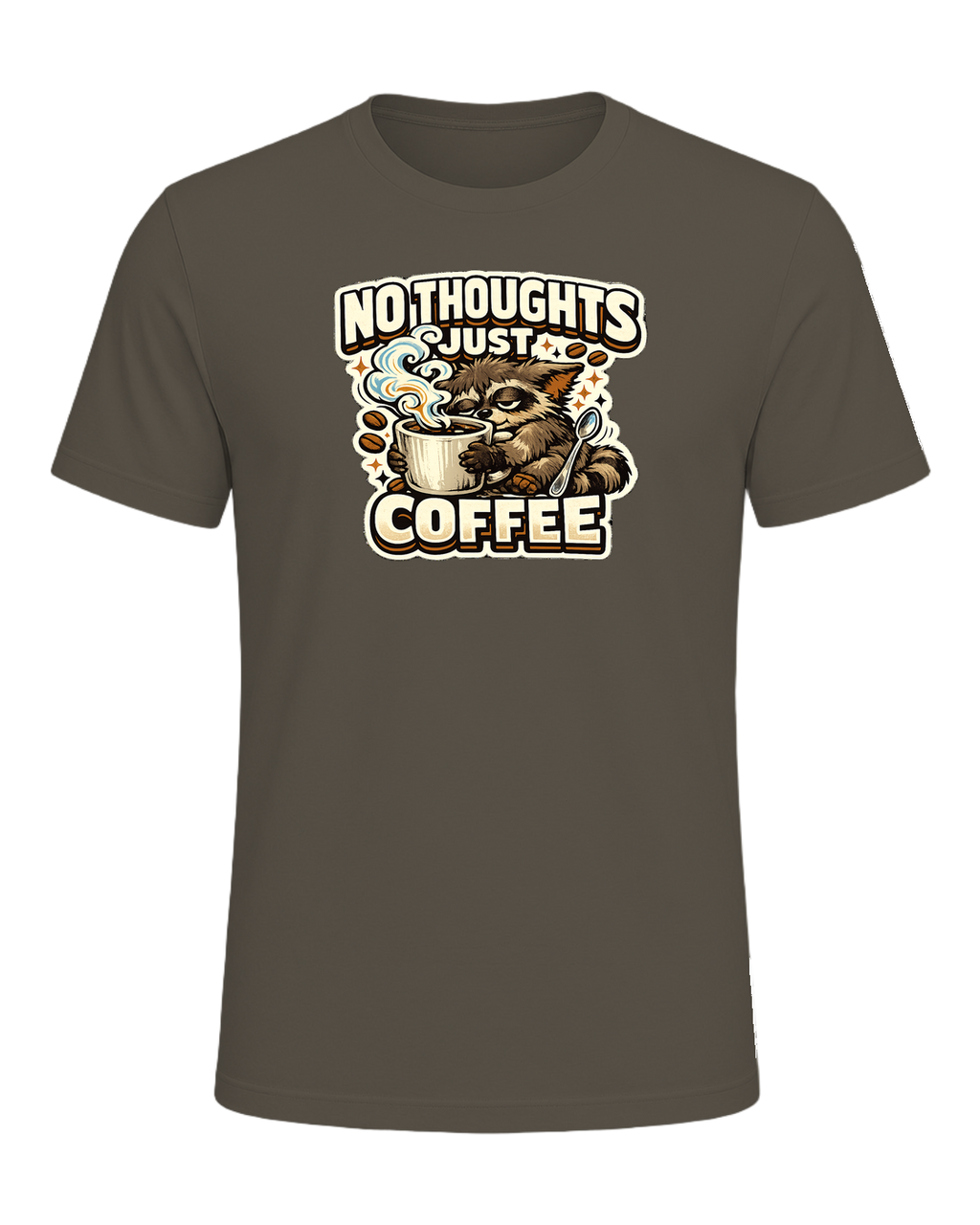 No Thoughts Just Coffee Tee — Army