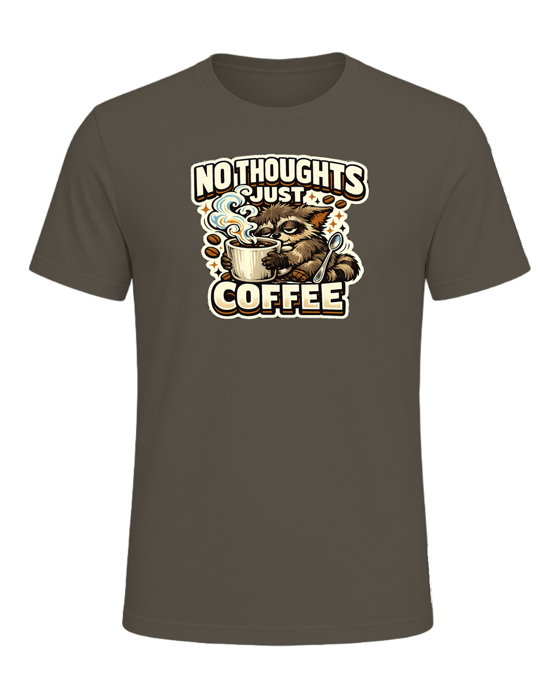 No Thoughts Just Coffee Tee — Army