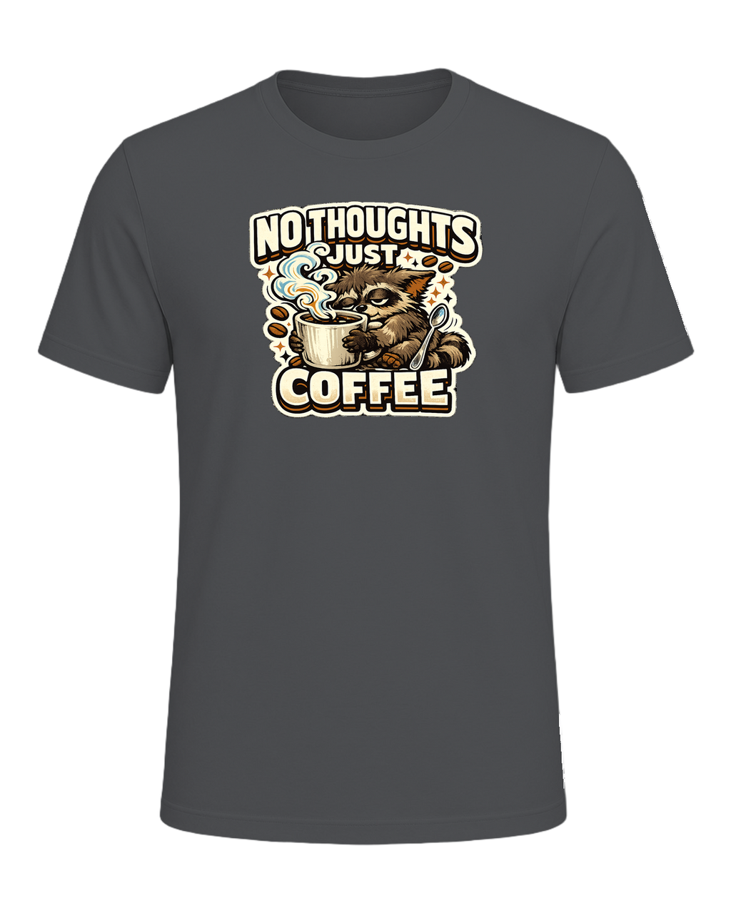 No Thoughts Just Coffee Tee — Asphalt
