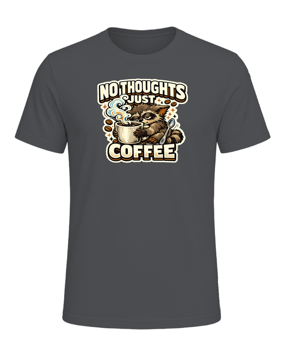 No Thoughts Just Coffee Tee — Asphalt