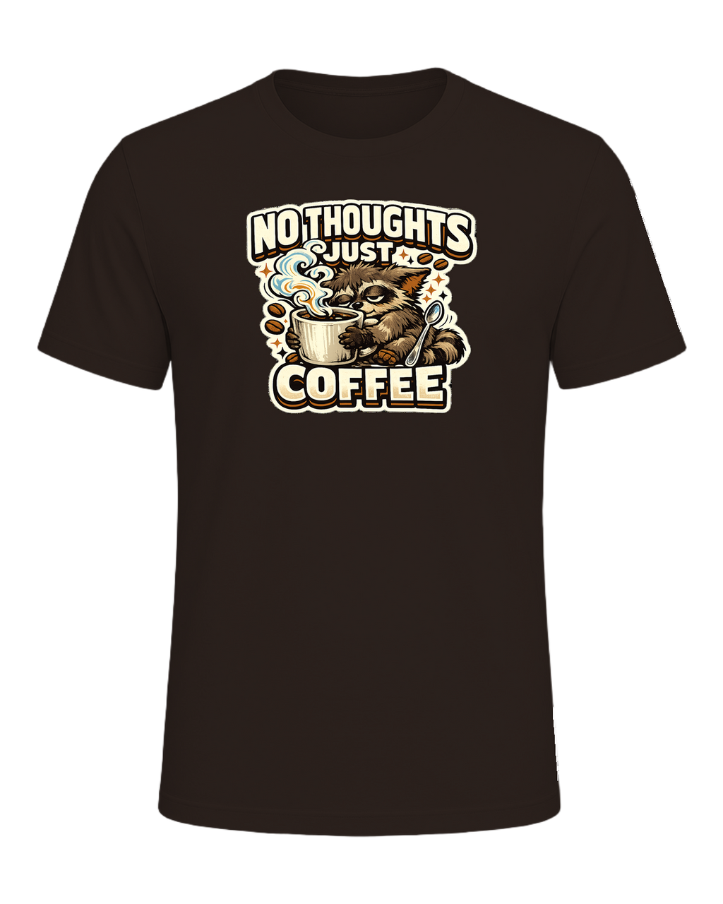 No Thoughts Just Coffee Tee — Brown
