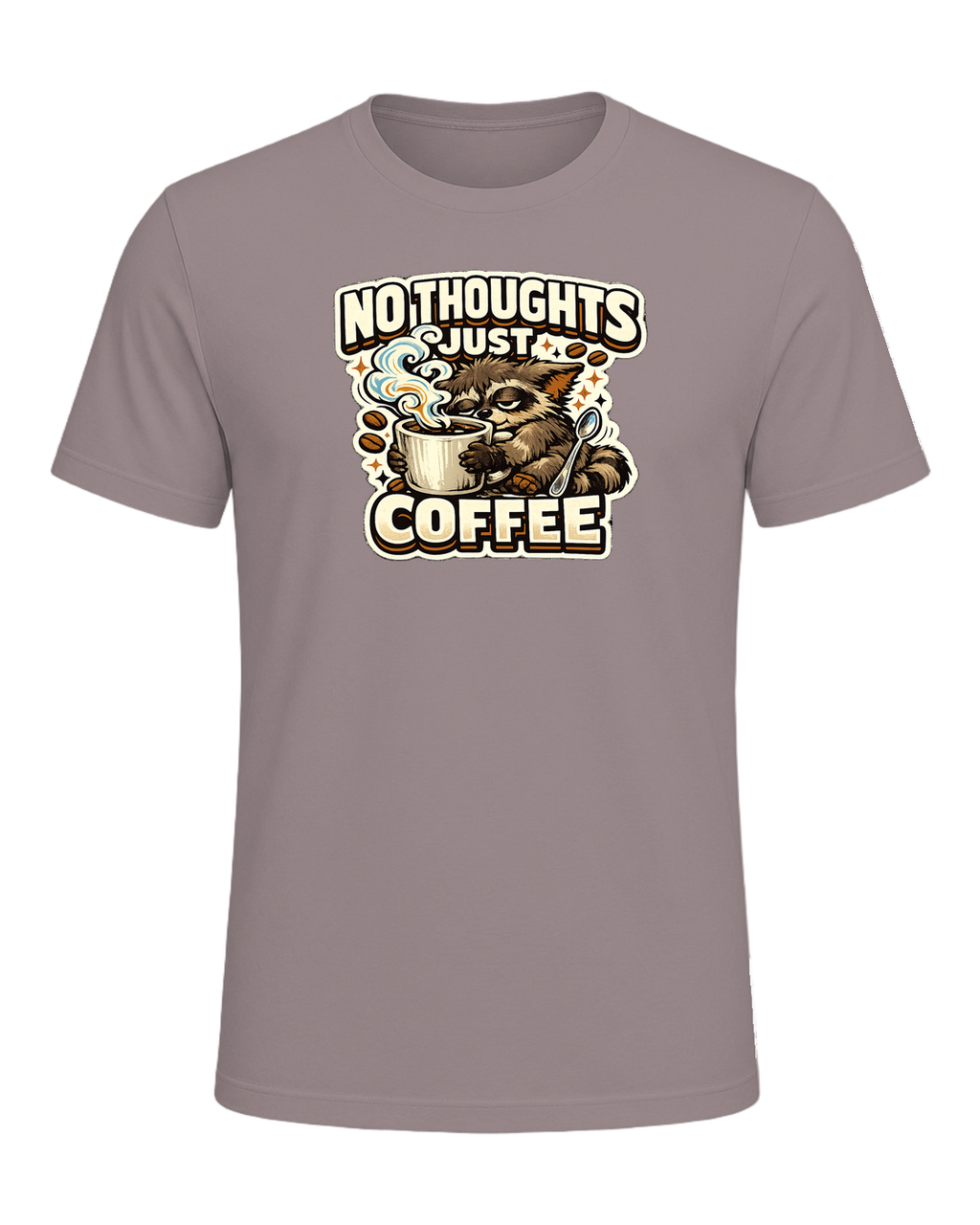 No Thoughts Just Coffee Tee — Pebble Brown