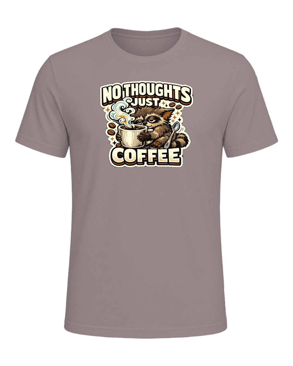 No Thoughts Just Coffee Tee — Pebble Brown
