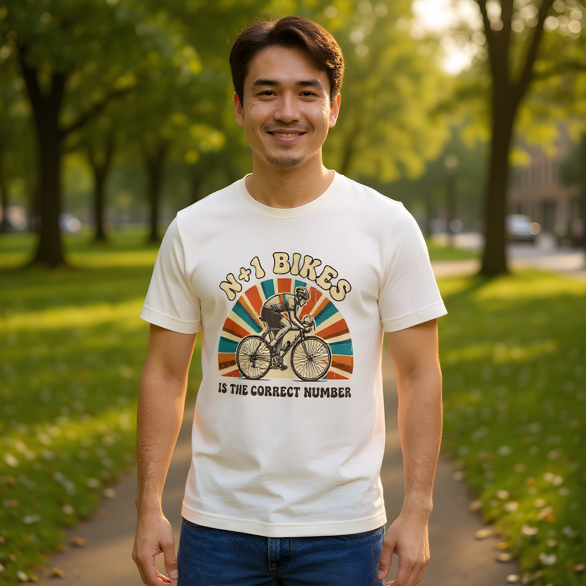 Funny Cycling T-Shirt — N+1 Bikes Is the Correct Number — cyclist t-shirt design