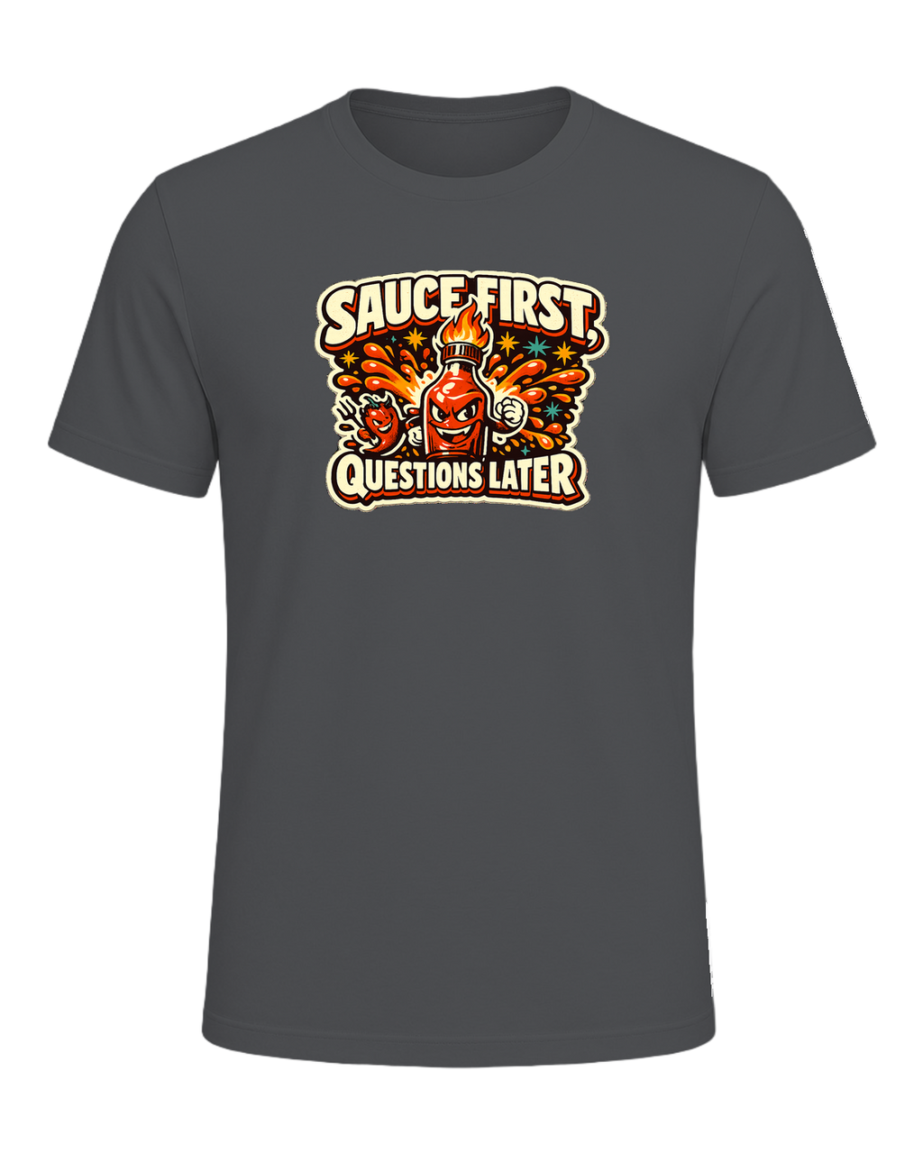 Sauce First, Questions Later Tee — Asphalt