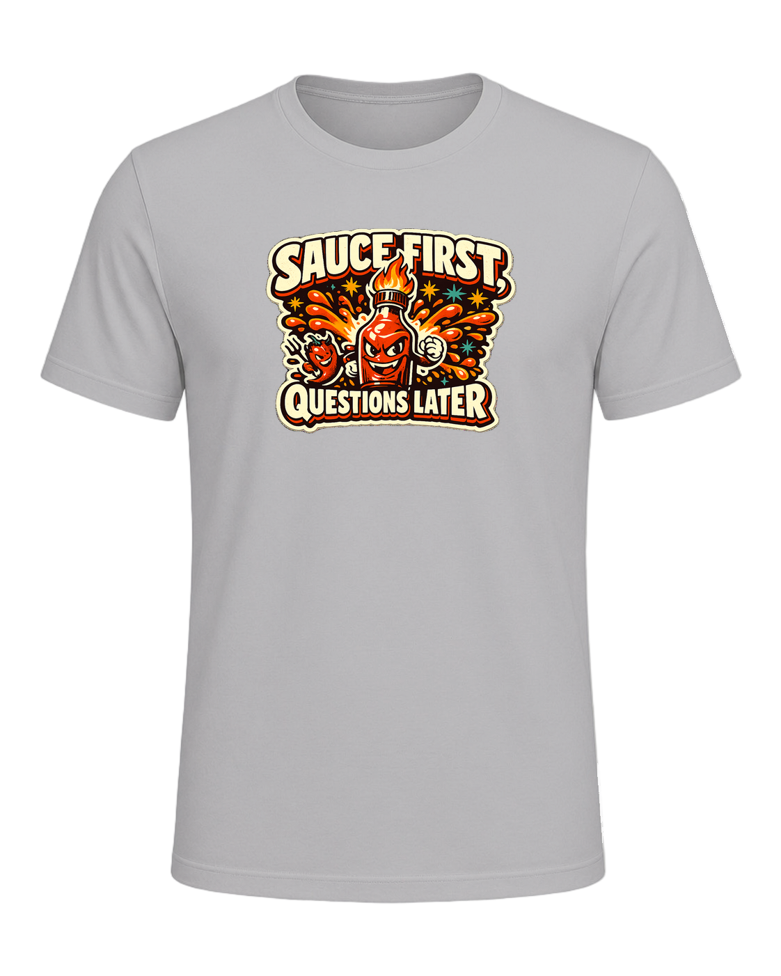Sauce First, Questions Later Tee — Athletic Heather
