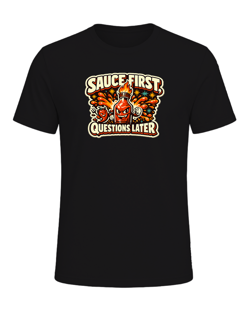 Sauce First, Questions Later Tee — Dark Grey Heather