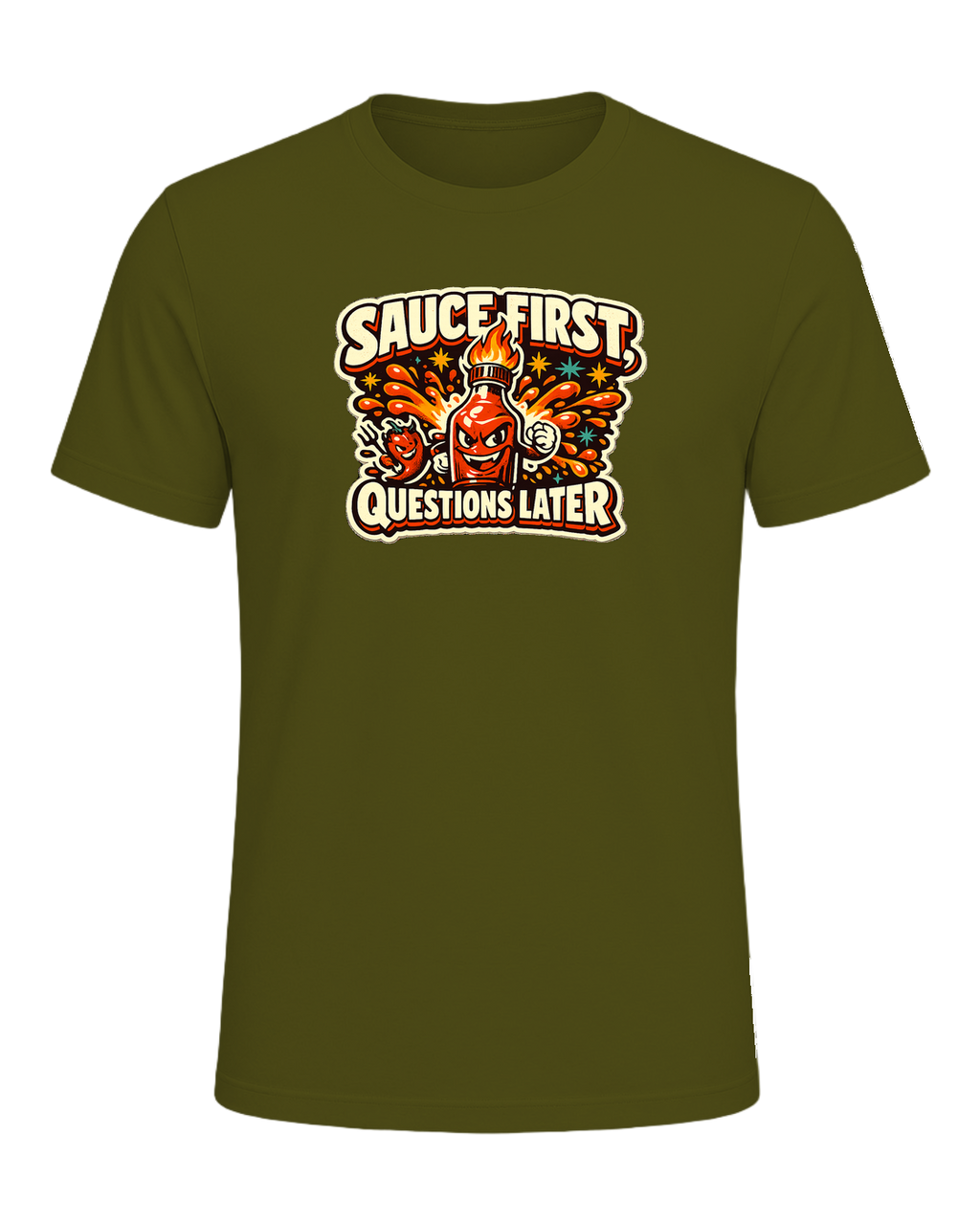 Sauce First, Questions Later Tee — Olive