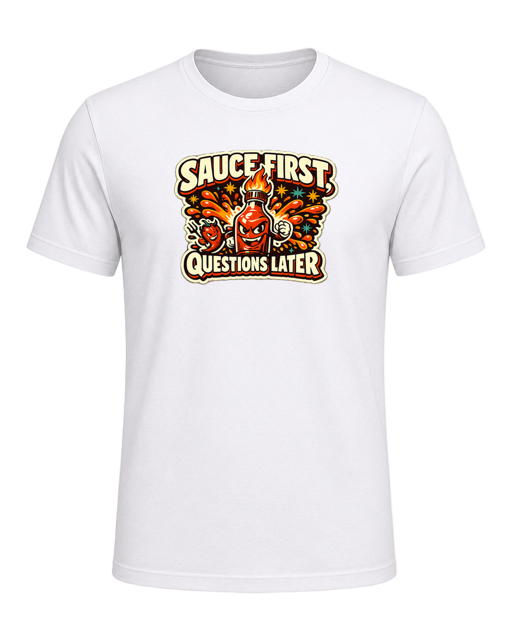 Sauce First, Questions Later Tee — White