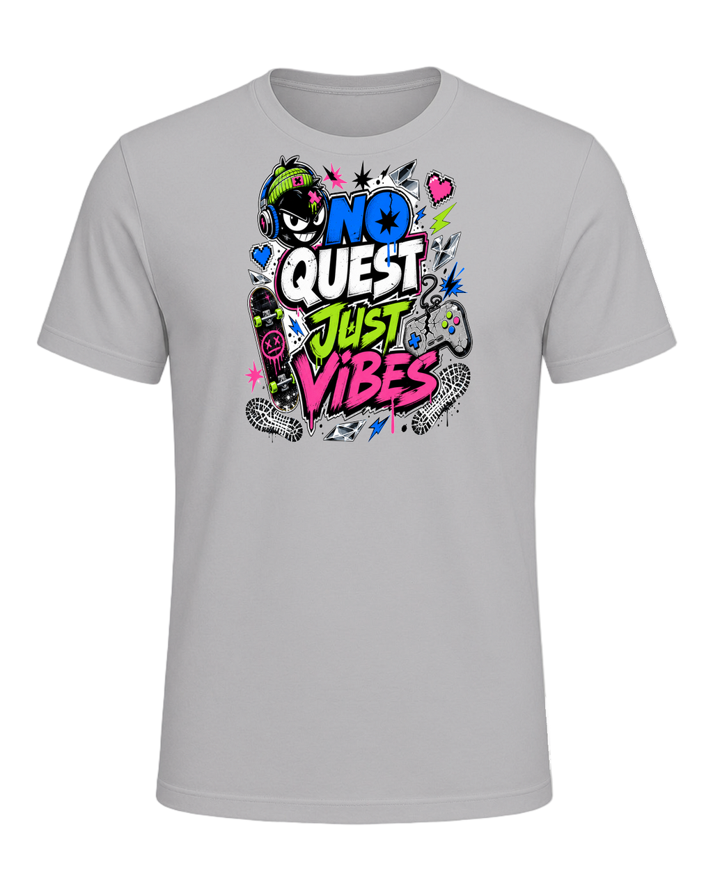 NO QUEST JUST VIBES — Athletic Heather