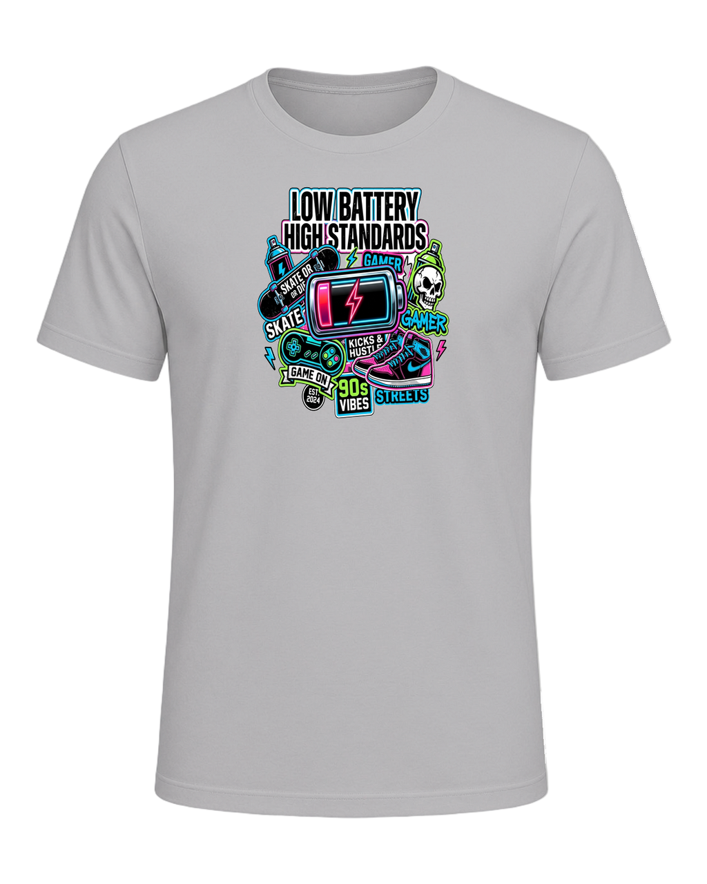 LOW BATTERY HIGH STANDARDS — Athletic Heather