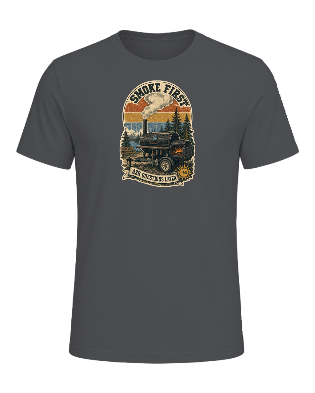 Smoke First, Ask Questions Later Tee — Asphalt