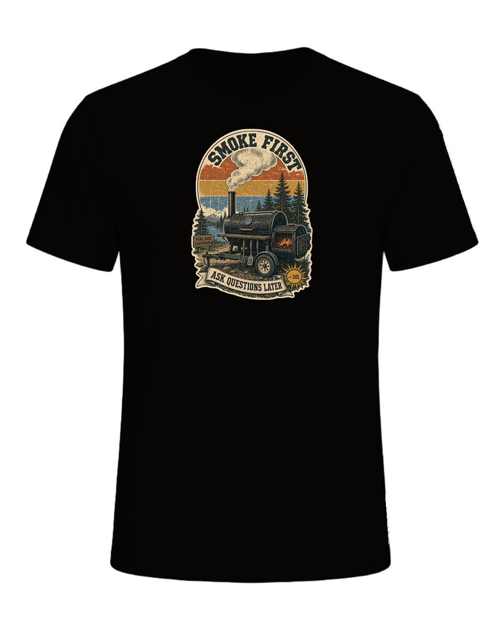 Smoke First, Ask Questions Later Tee — Black Heather