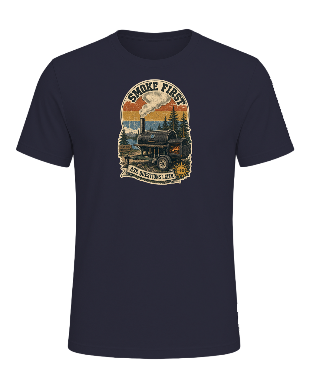 Smoke First, Ask Questions Later Tee — Heather Navy