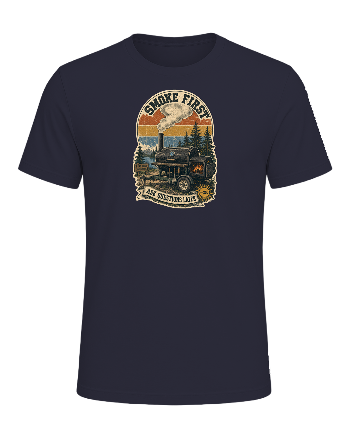 Smoke First, Ask Questions Later Tee — Heather Navy