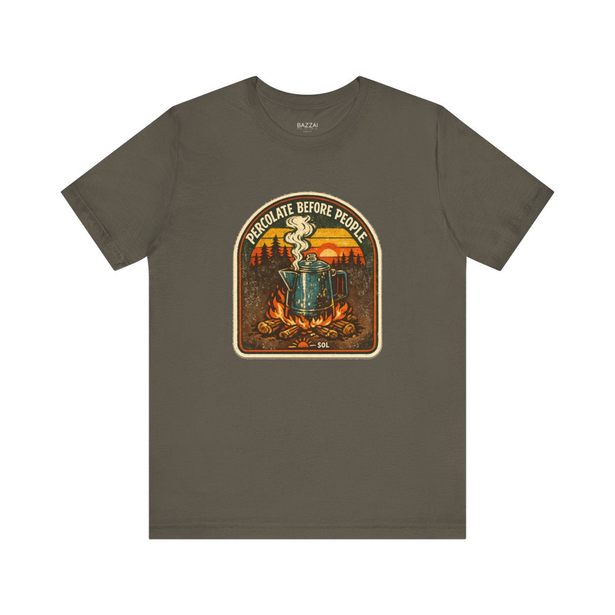 Funny Camping T-Shirt — Percolate Before People — coffees t-shirt design by Sol