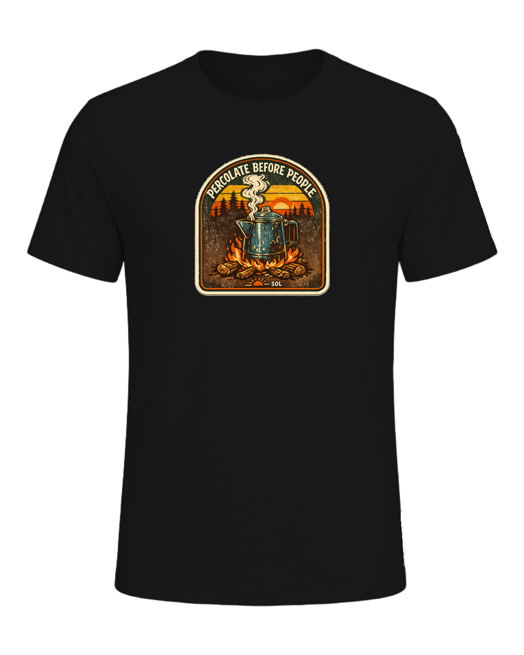 Percolate Before People Tee — Dark Grey Heather