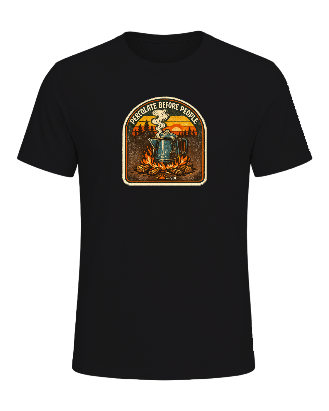 Percolate Before People Tee — Dark Grey Heather