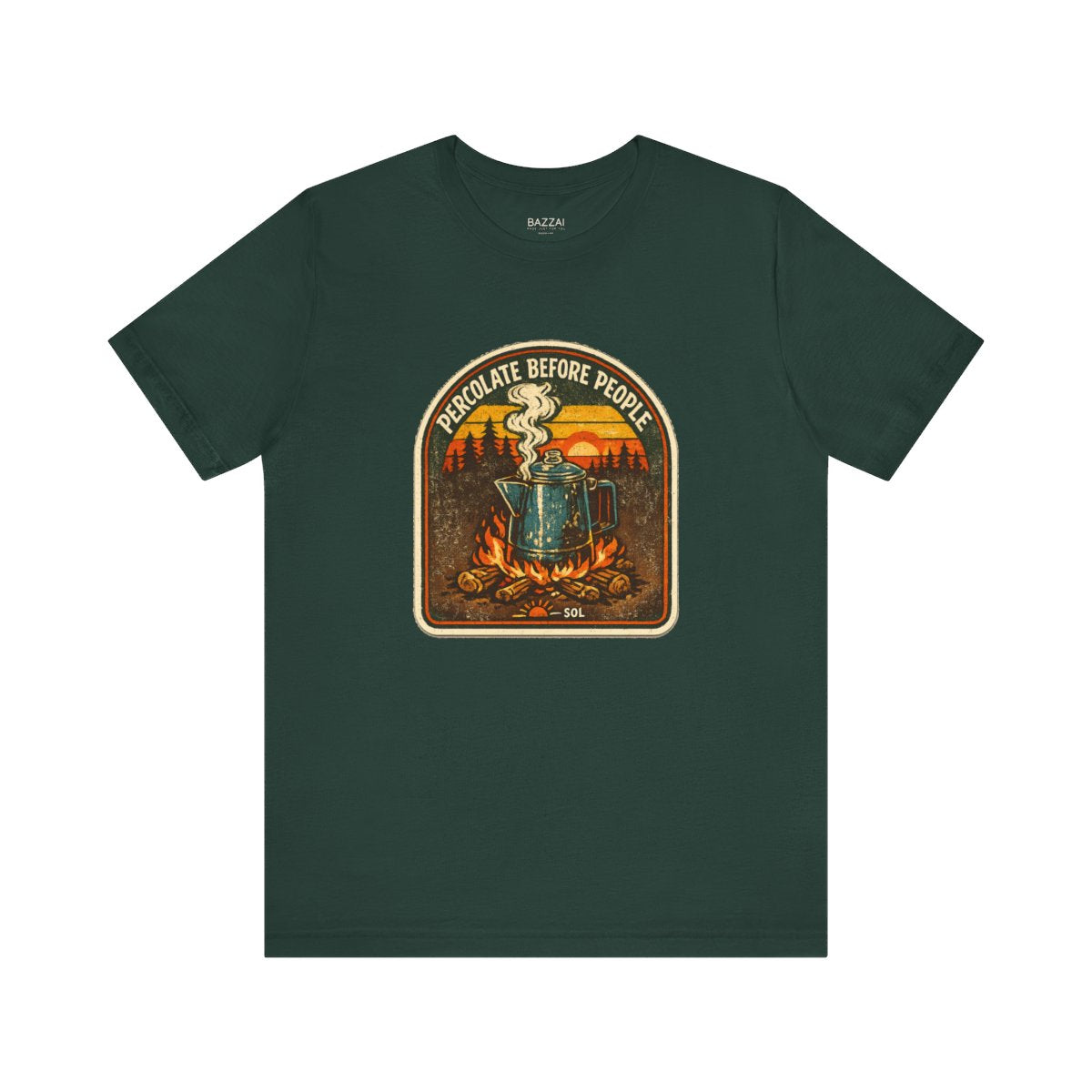 Funny Camping T-Shirt — Percolate Before People — coffees t-shirt design by Sol