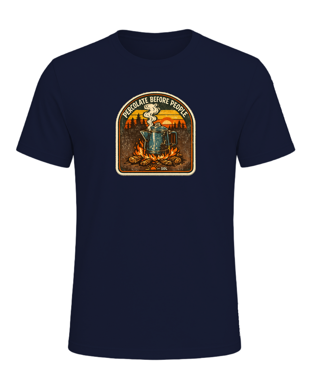 Percolate Before People Tee — Navy