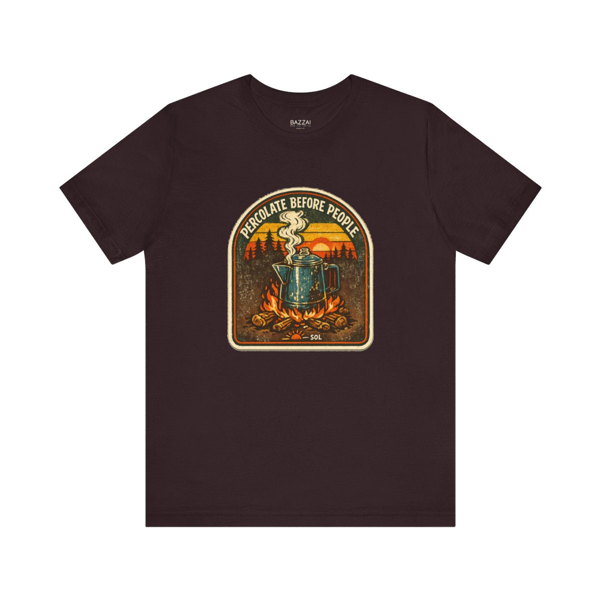 Funny Camping T-Shirt — Percolate Before People — coffees t-shirt design by Sol