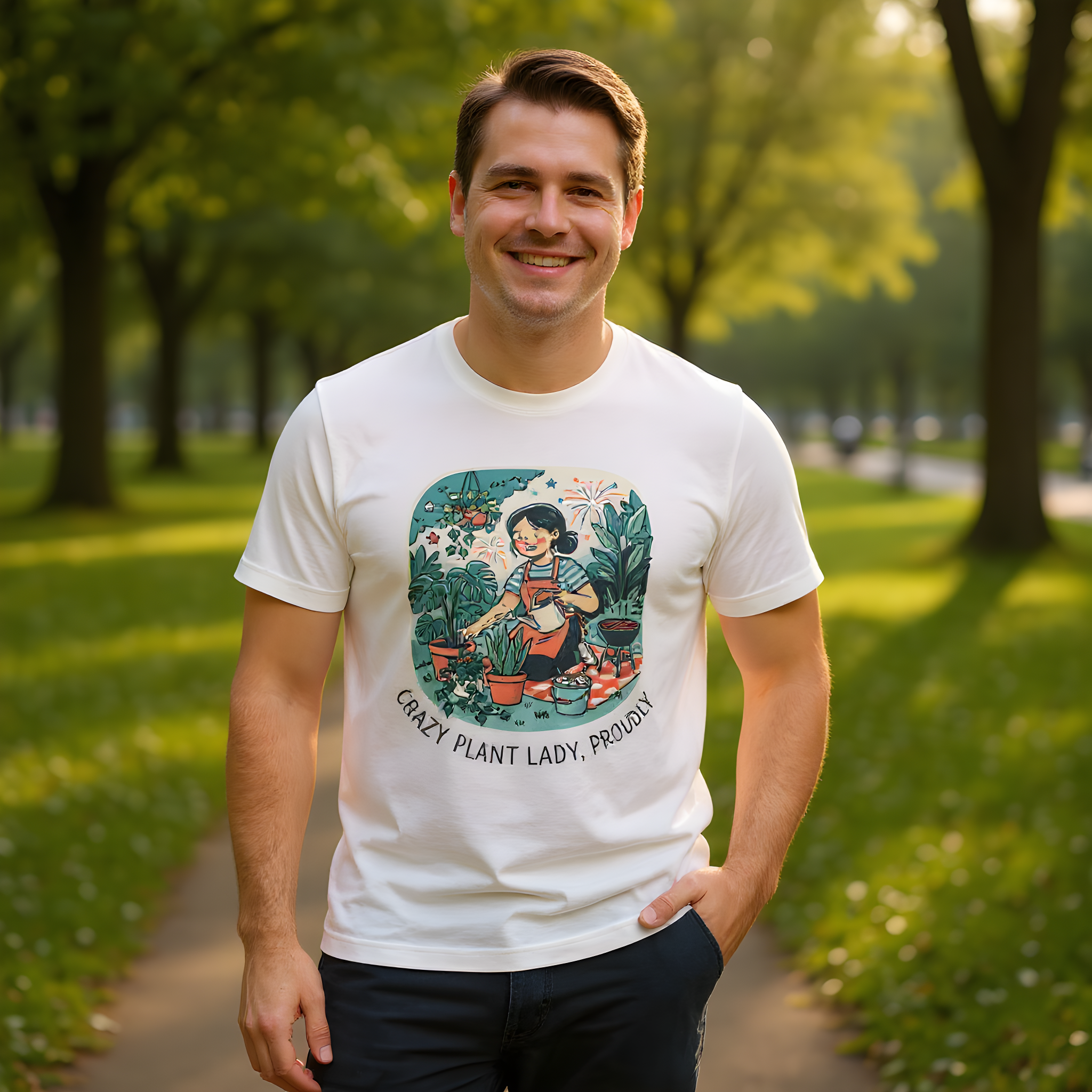 Houseplant Obsessed T-Shirt — Crazy Plant Lady, Proudly — plant mom t-shirt design