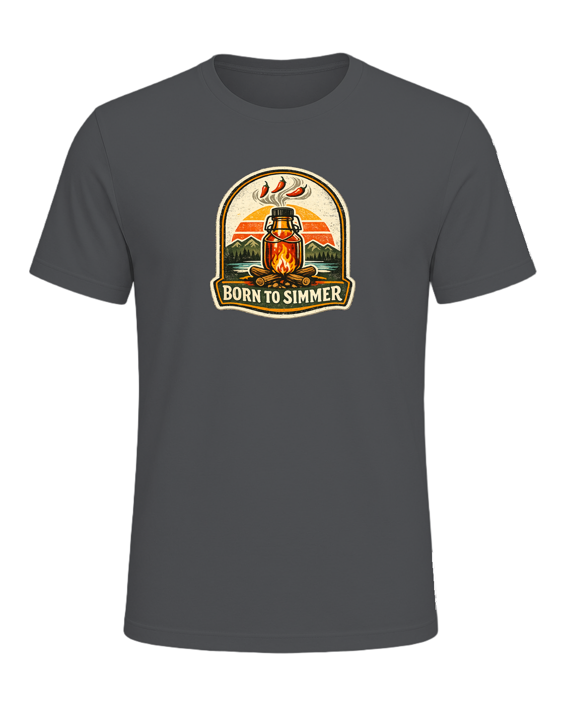 Born To Simmer Tee — Asphalt