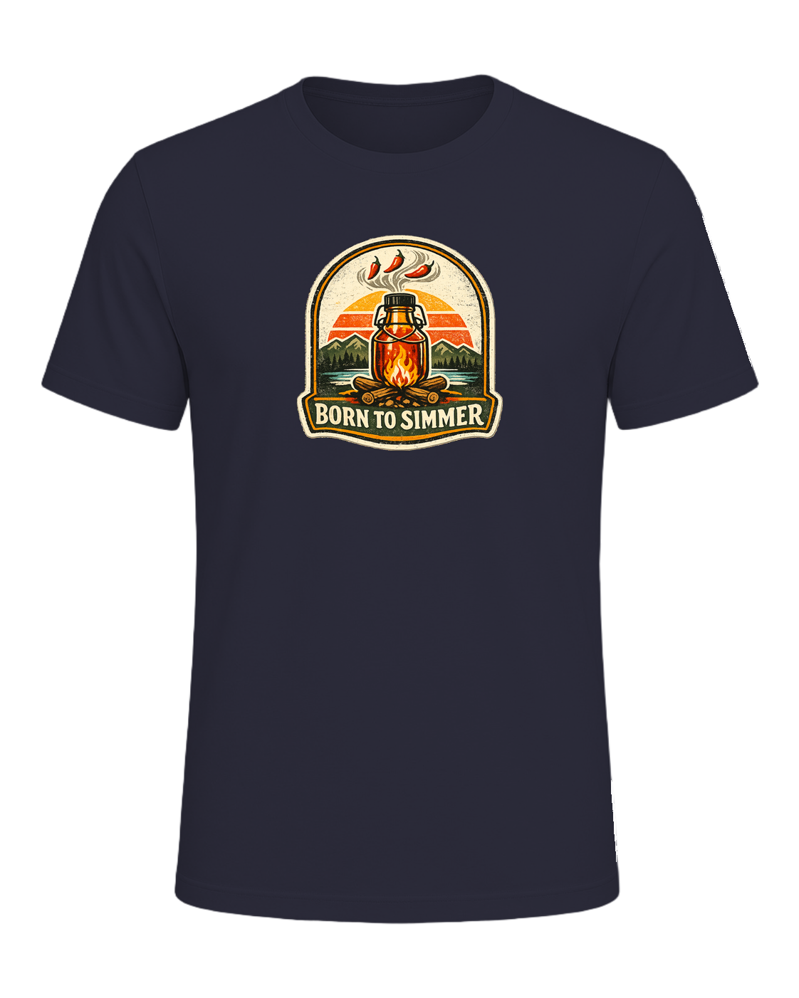 Born To Simmer Tee — Heather Navy