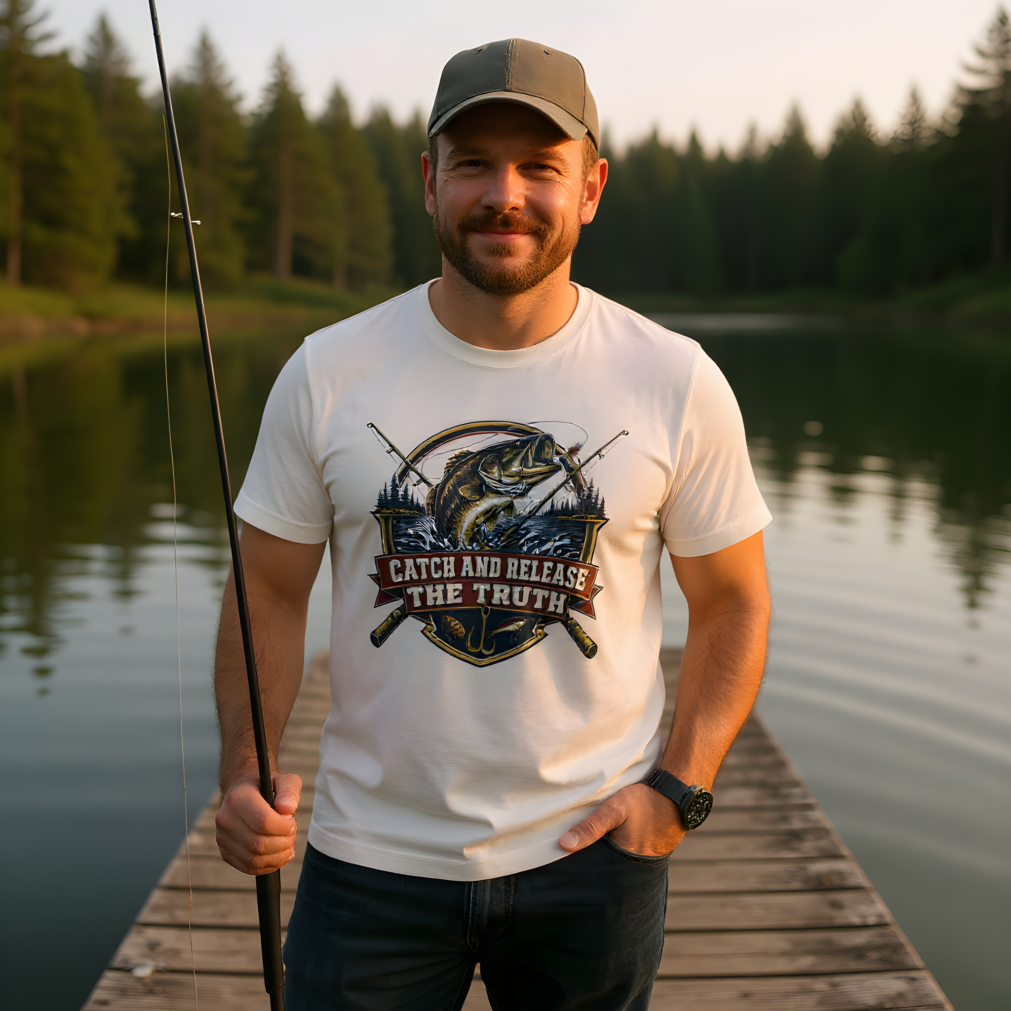 Funny Angler T-Shirt — Catch and Release the Truth — angler t-shirt design