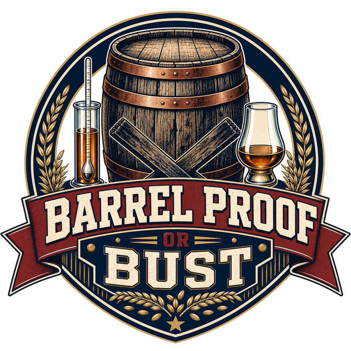 BARREL PROOF OR BUST - Vintage Emblem Logo
