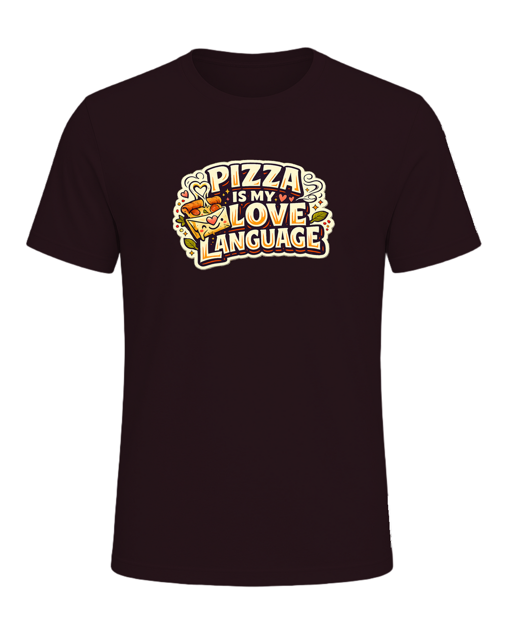 Pizza Is My Love Language Tee — Oxblood Black