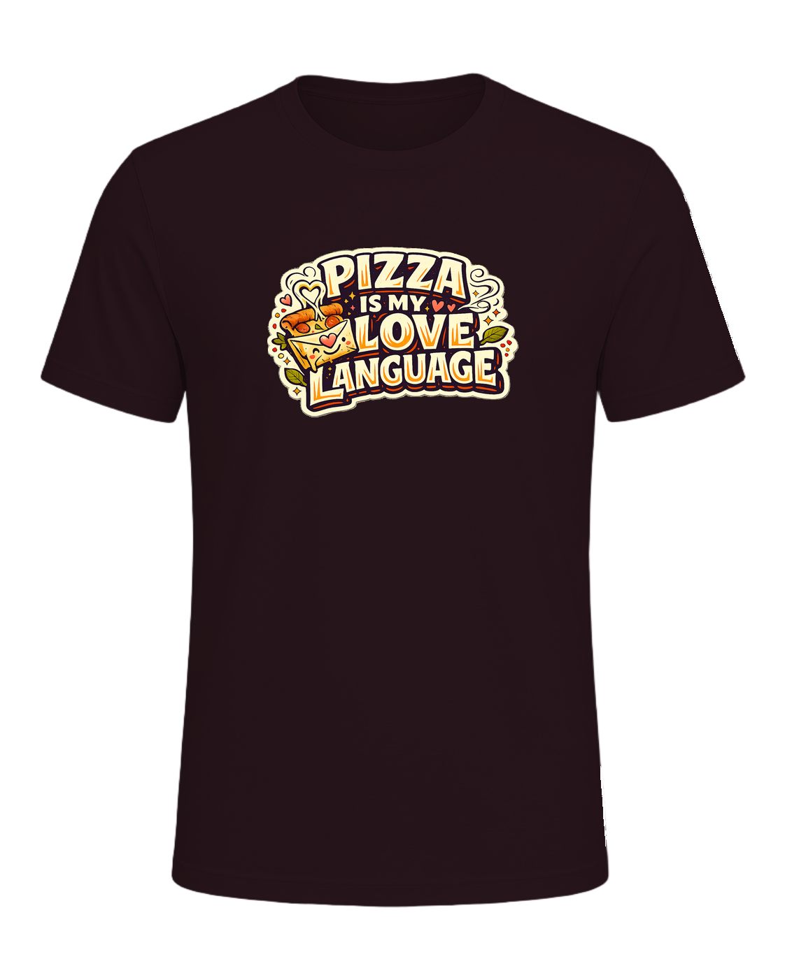 Pizza Is My Love Language Tee — Oxblood Black