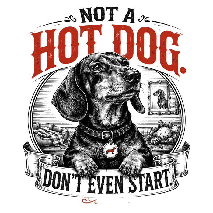 Not a Hot Dog. Don't Even Start. — Retro Badge Style