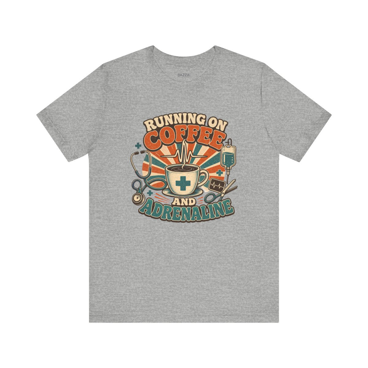 ER Nurse T-Shirt — Running on Coffee and Adrenaline — t-shirt design