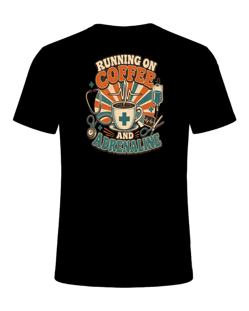 RUNNING ON COFFEE AND ADRENALINE — Black