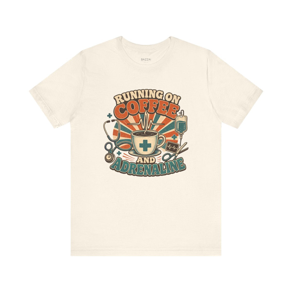 ER Nurse T-Shirt — Running on Coffee and Adrenaline — t-shirt design