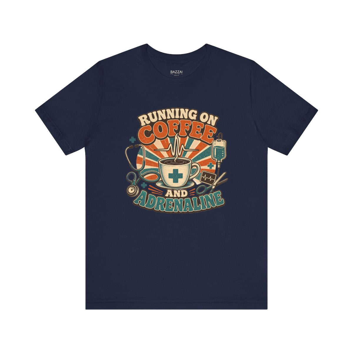 ER Nurse T-Shirt — Running on Coffee and Adrenaline — t-shirt design