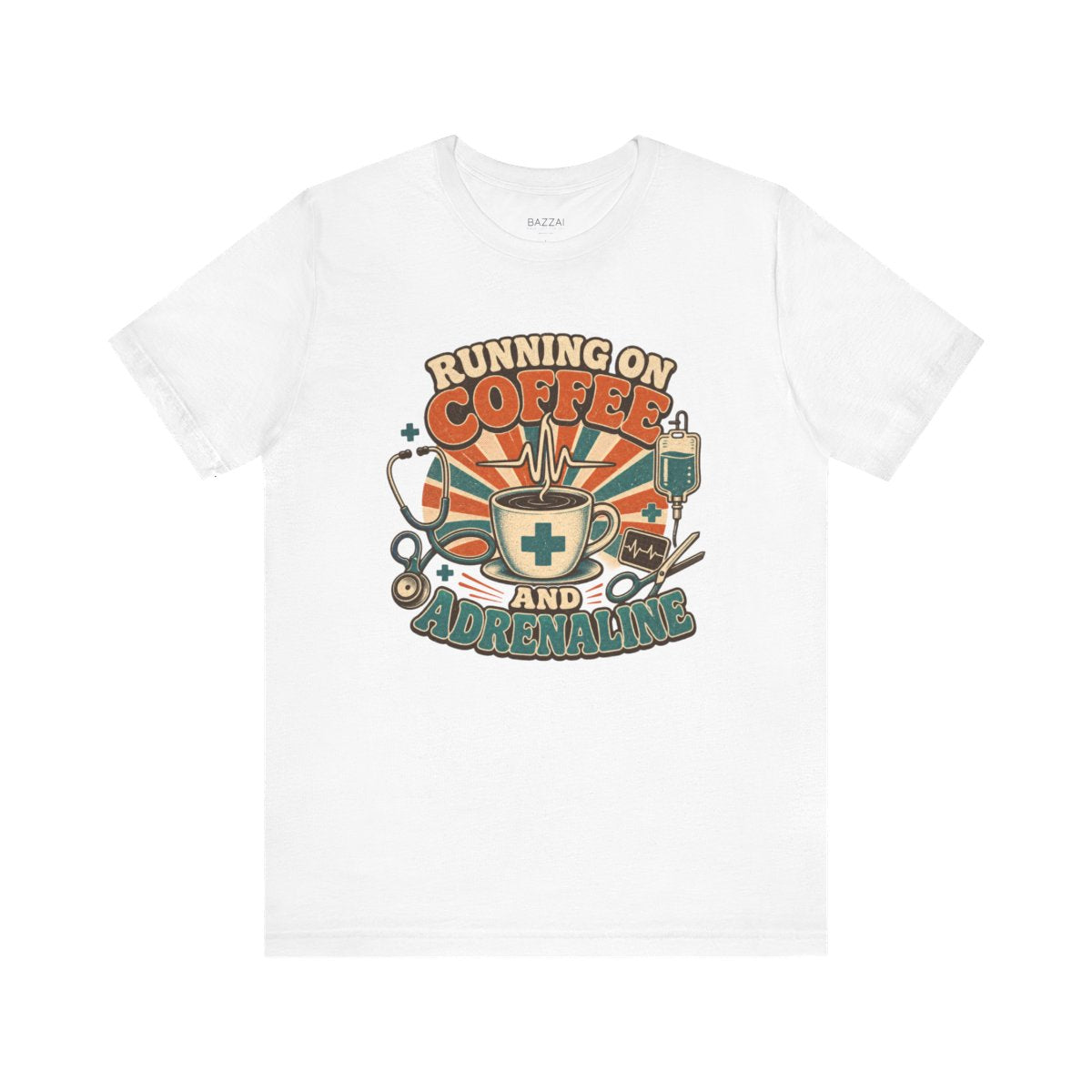 ER Nurse T-Shirt — Running on Coffee and Adrenaline — t-shirt design