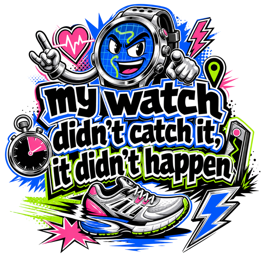 Running Humor T-Shirt — My Watch Didn't Catch It, It Didn't Happen