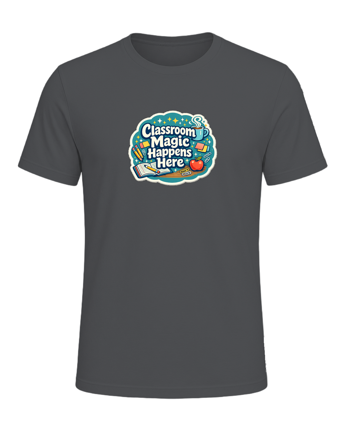 Classroom Magic Happens Here Tee — Asphalt