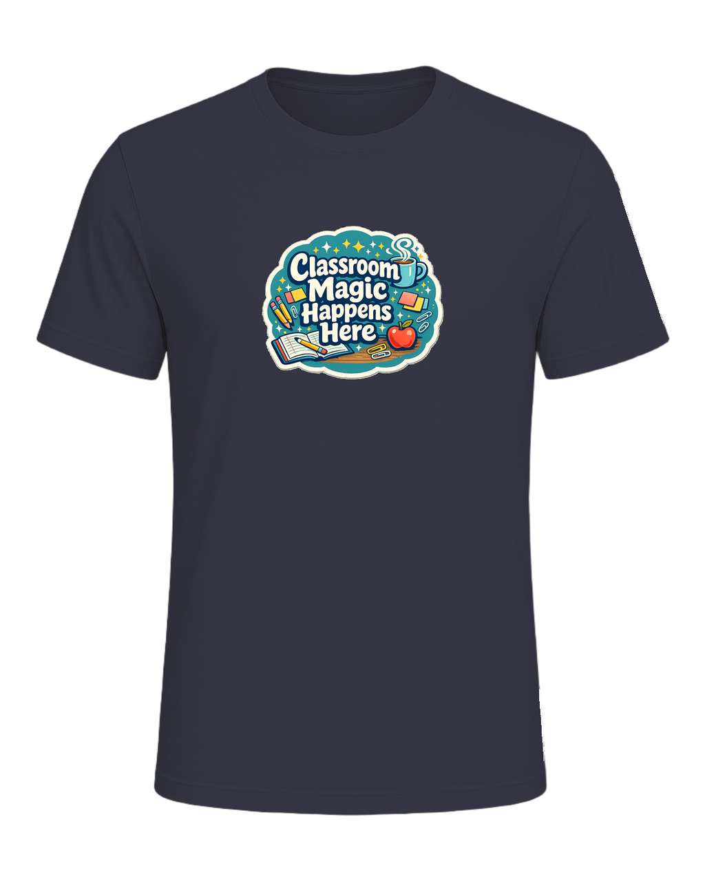 Classroom Magic Happens Here Tee — Heather Midnight Navy