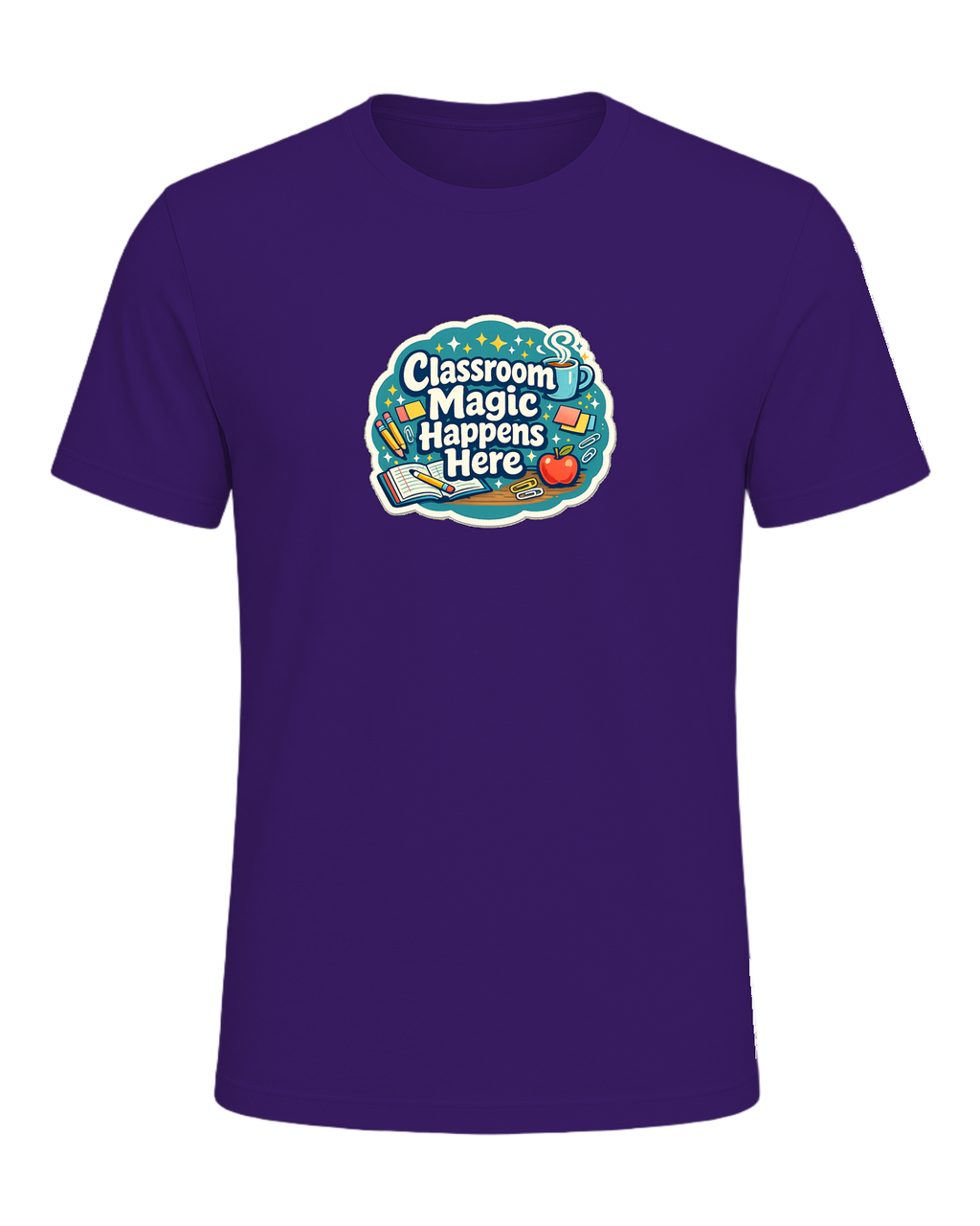 Classroom Magic Happens Here Tee — Team Purple