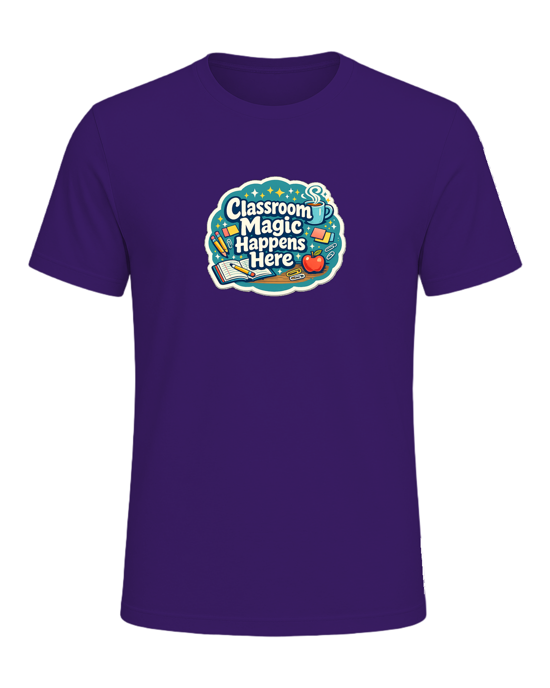 Classroom Magic Happens Here Tee — Team Purple